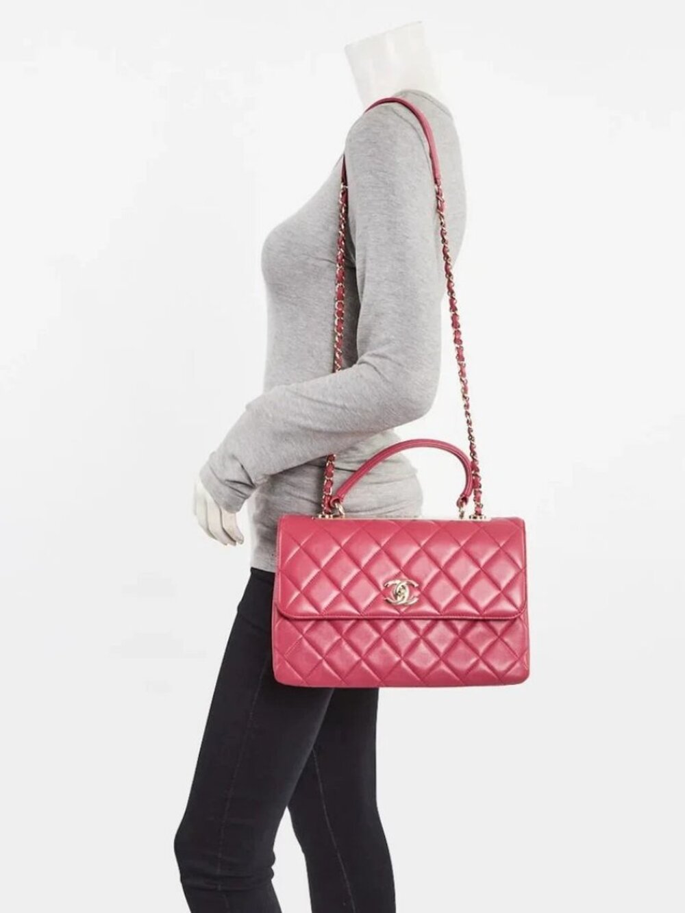 Chanel Pink Quilted Lambskin Leather Trendy CC Medium Bag